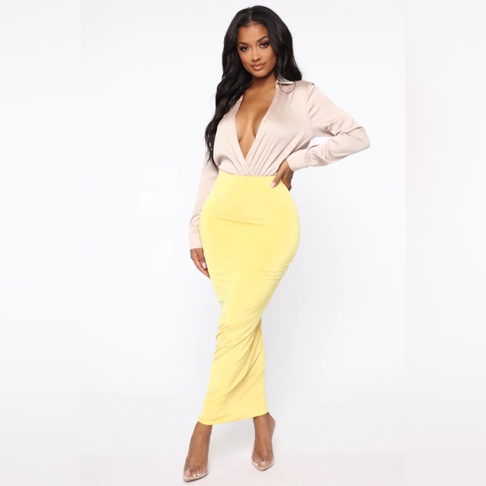 Long Yellow Pencil Skirt